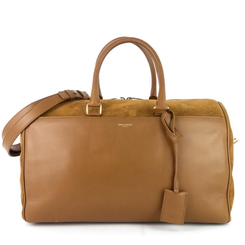 Saint Laurent suede duffle classic 12 and ochre suede leather bag